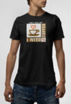 Ανδρικό T-Shirt σε μαύρο χρώμα I need Coffee