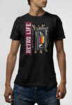 Ανδρικό T-Shirt σε μαύρο χρώμα Retro Life