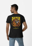 T-shirt Unisex μαύρο One Piece Sanji με εκτύπωση στην πλάτη