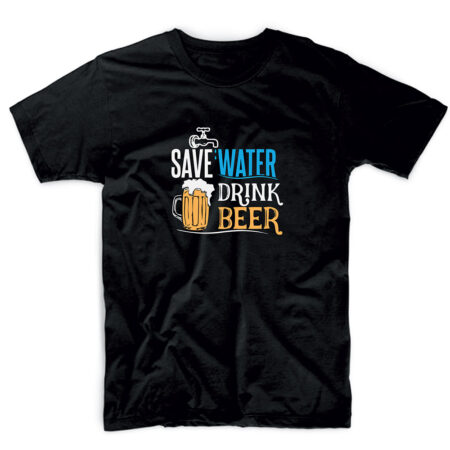 T-shirt μαύρο SAVE WATER DRINK BEER