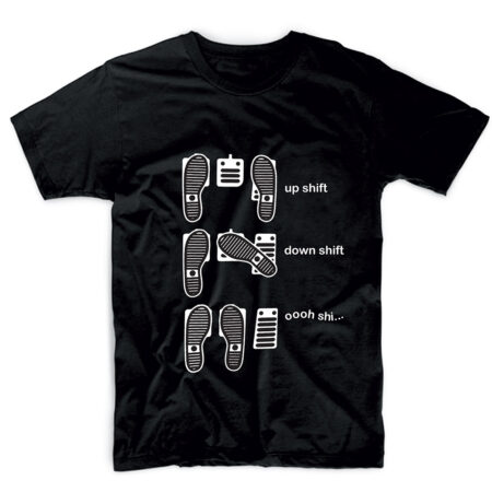 T-shirt μαύρο UP SHIFT DOWN SHIFT OH S**T
